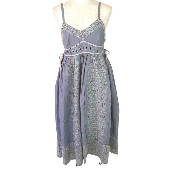 Tocca Dresses & Skirts - Tocca Dress Womens Cotton Silk Lined Midi Corset Style Sleeveless Gray Pink